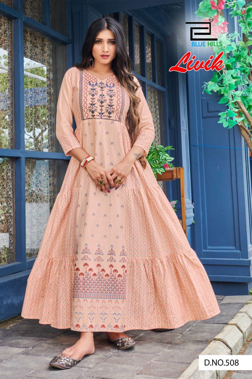 Blue Hills Livik 5 Nx Heavy Cotton Ethnic Wear Cotton Anarkali Long Kurti Collection